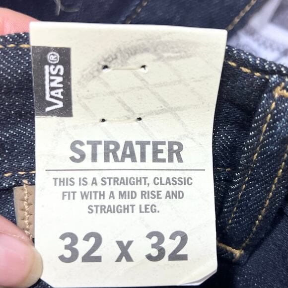 Vans Off the Wall Strater Denim Jeans 32x32 Dark Blue Straight Fit Mid Rise New - Picture 6 of 10
